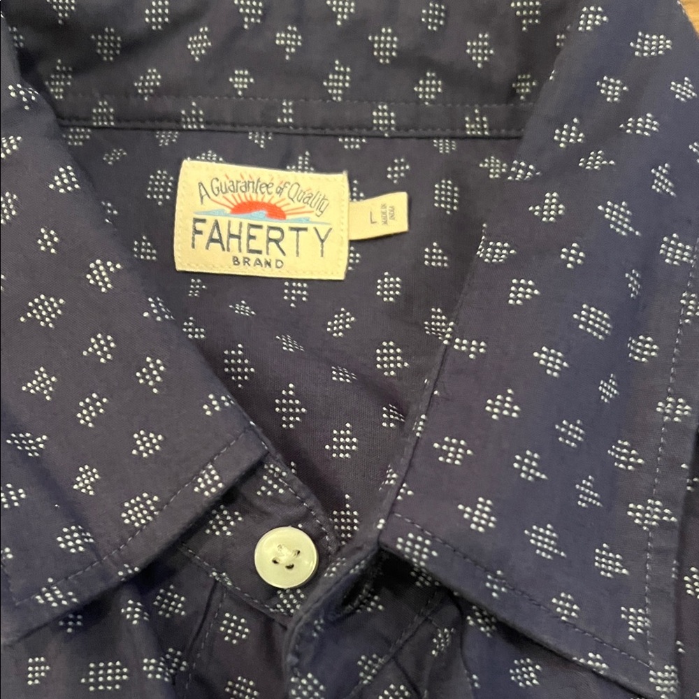 Faherty Blue Patterned Button Down Shirt - image 2